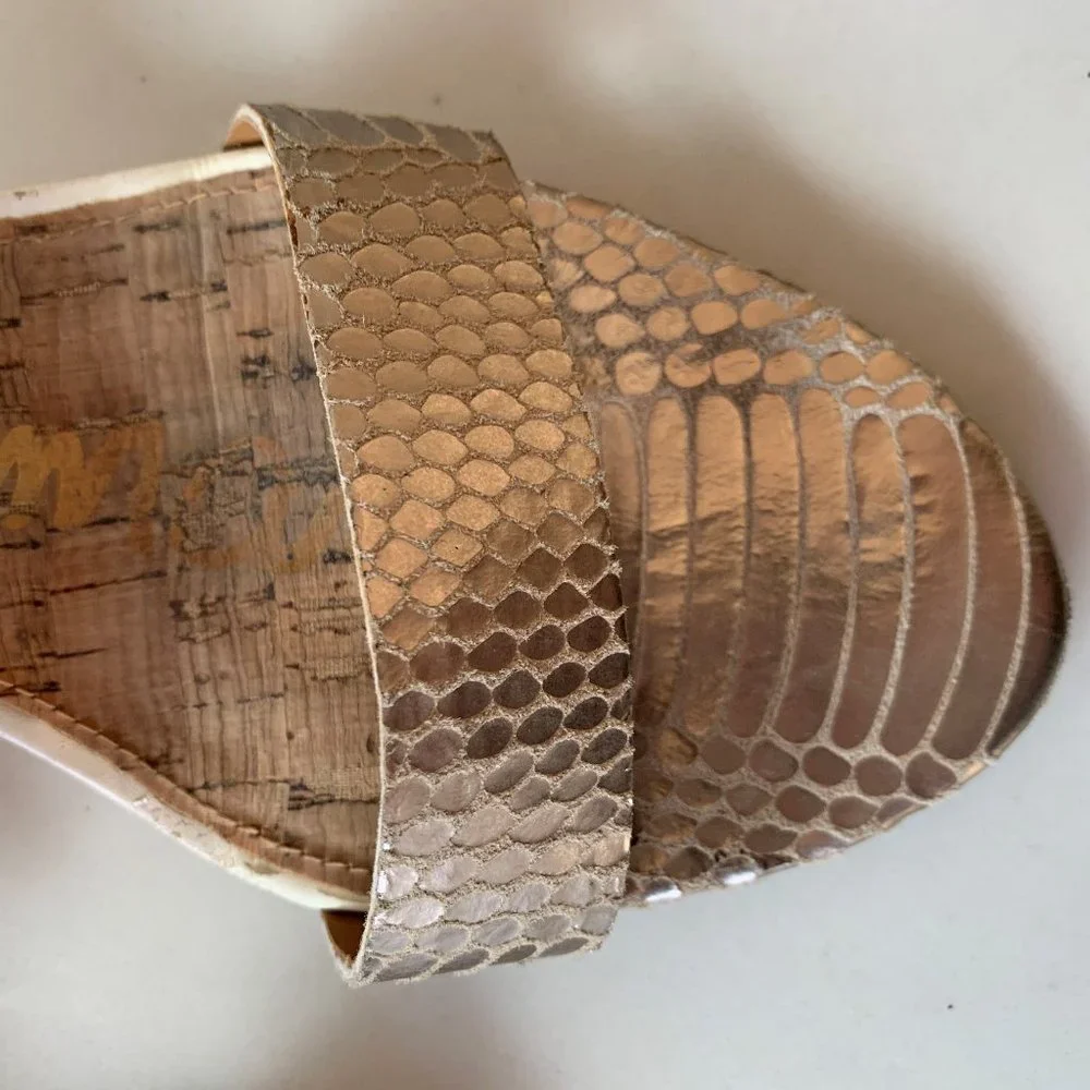 Sam Edelman Tan and Metallic Taupe Wedge Sandals - Picture 2 of 10